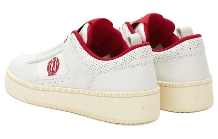 (W) BALLY Leather Round-Toe Low-Top Sneaker 'White Red' 圖 3