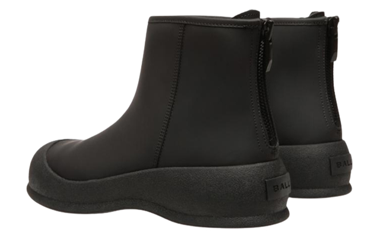(W) BALLY Leather Round-Toe Zip Ankle Boots 'Black' 圖 3