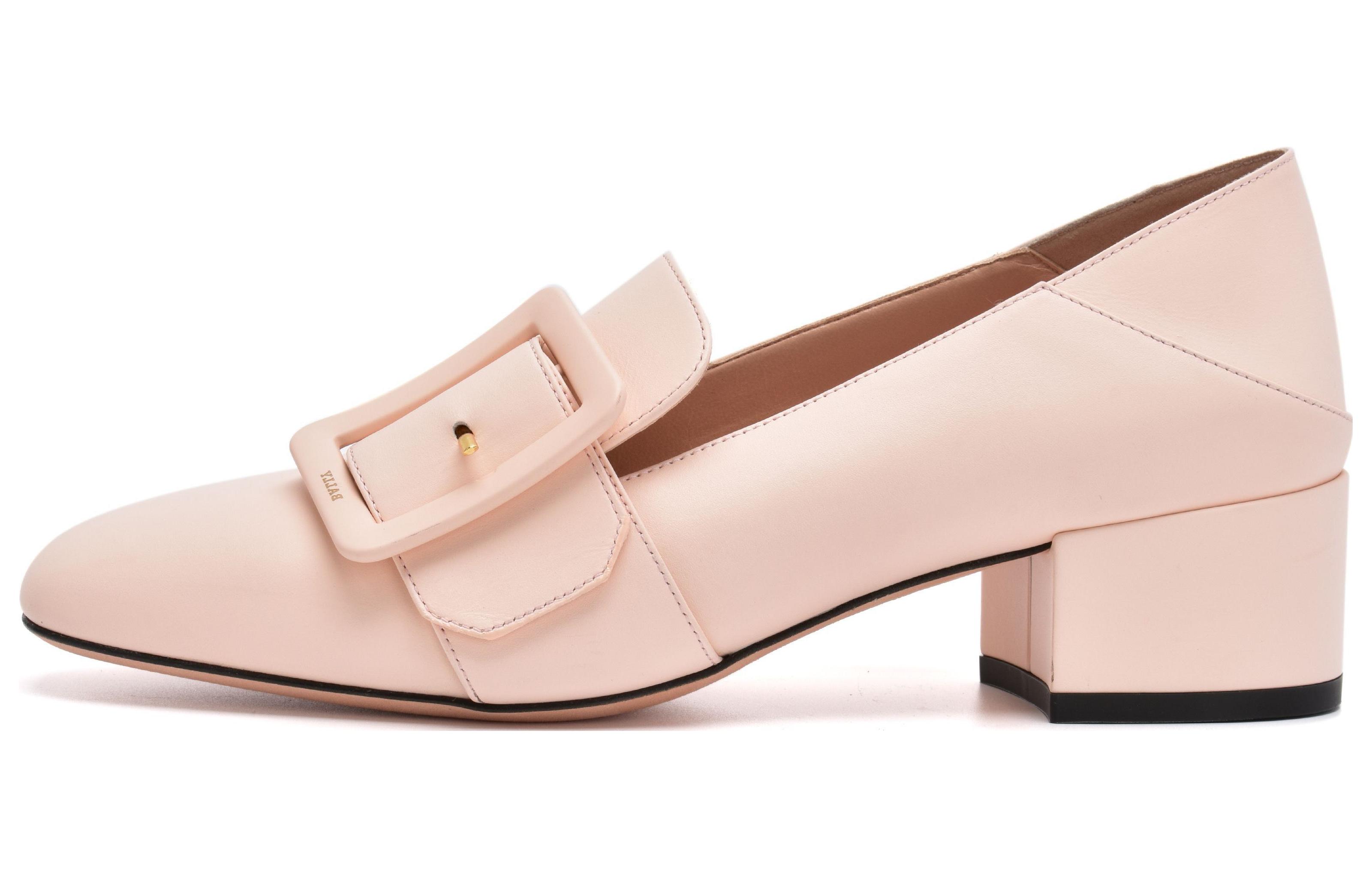 (Women) BALLY Leather Round Toe Buckle Block Heel 'Light Pink' 6231119CPLITC