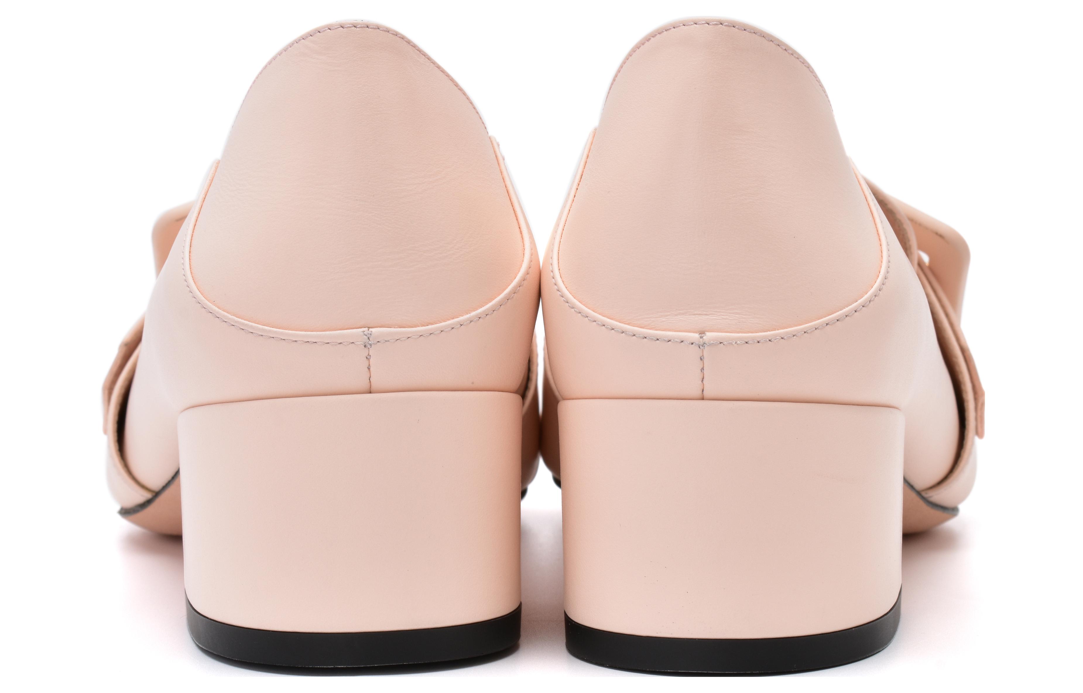 Lookbook BALLY巴利 皮革 圓頭 搭扣 方跟 高跟鞋 女款 淺粉色