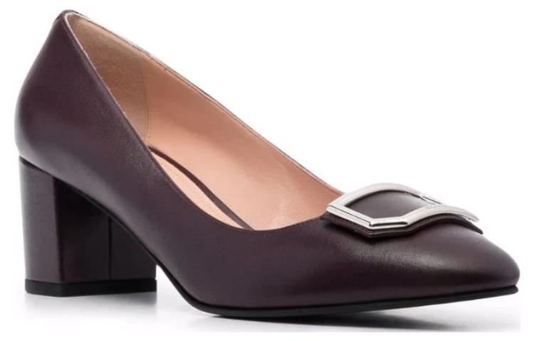 (W) BALLY Leather Round Toe Slip-On Chunky High Heels 'Purple' 圖 2