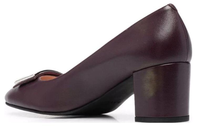 (W) BALLY Leather Round Toe Slip-On Chunky High Heels 'Purple' 圖 4