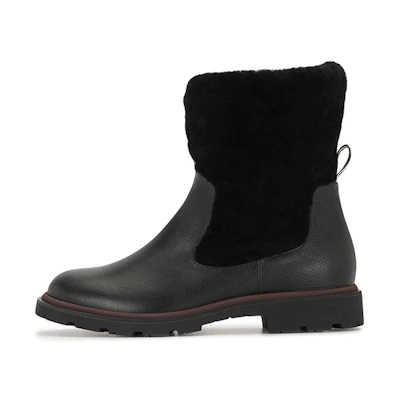 (W) BALLY Leather Short Boot 'Faux Fur Trim Black'