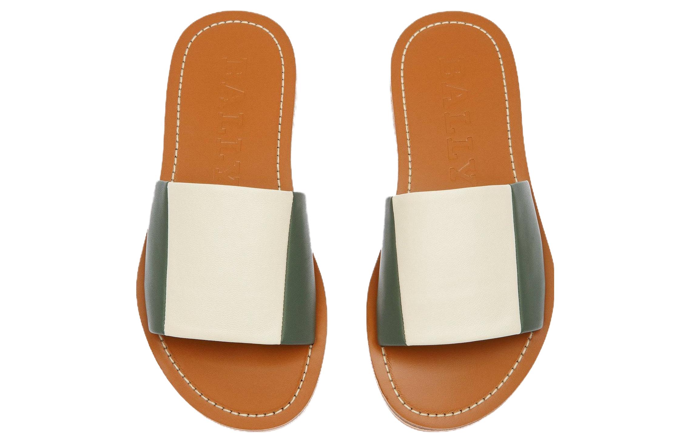 Order (W) 발리 레더 슬라이드 (화이트 그린) 6303417