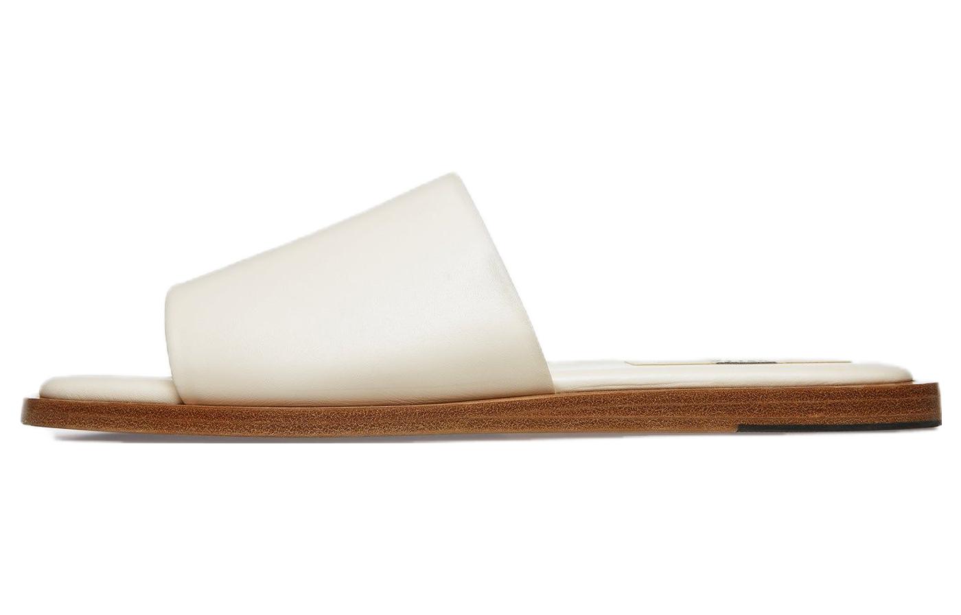 (Women) BALLY Leather Slip-On Flat 'Fashion Slide White' 6303410