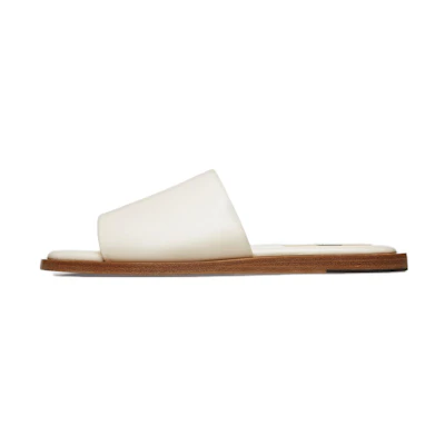 (W) BALLY Leather Slip-On Flat 'Fashion Slide White'