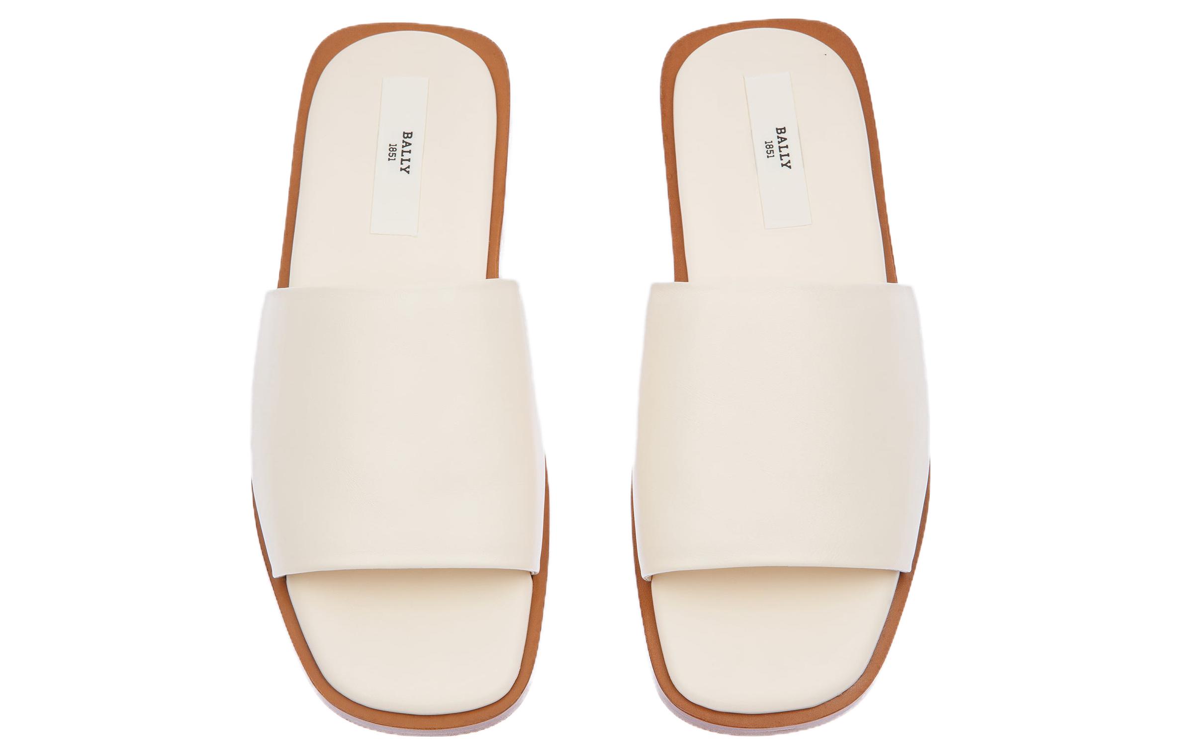 (W) BALLY Leather Slip-On Flat 'Fashion Slide White' 圖 2