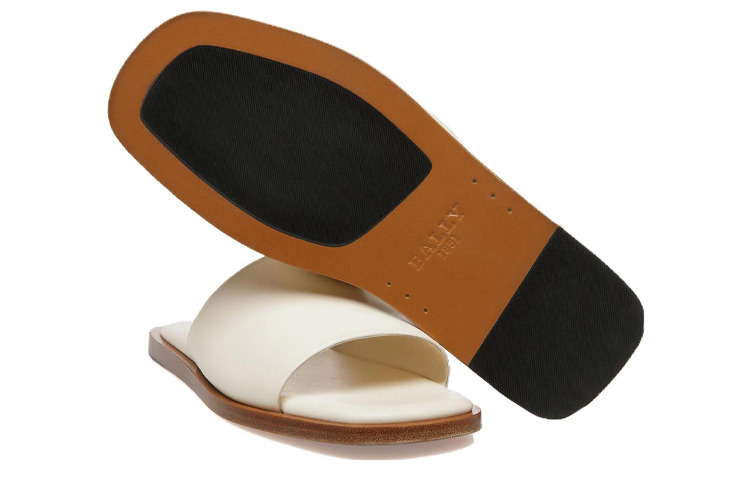(W) BALLY Leather Slip-On Flat 'Fashion Slide White' 圖 4