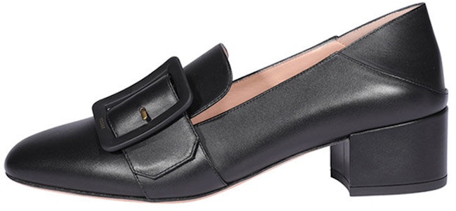 (W) 百利黑色圆头粗跟皮革便鞋 6231117 Buy (W) 百利黑色圆头粗跟皮革便鞋 6231117