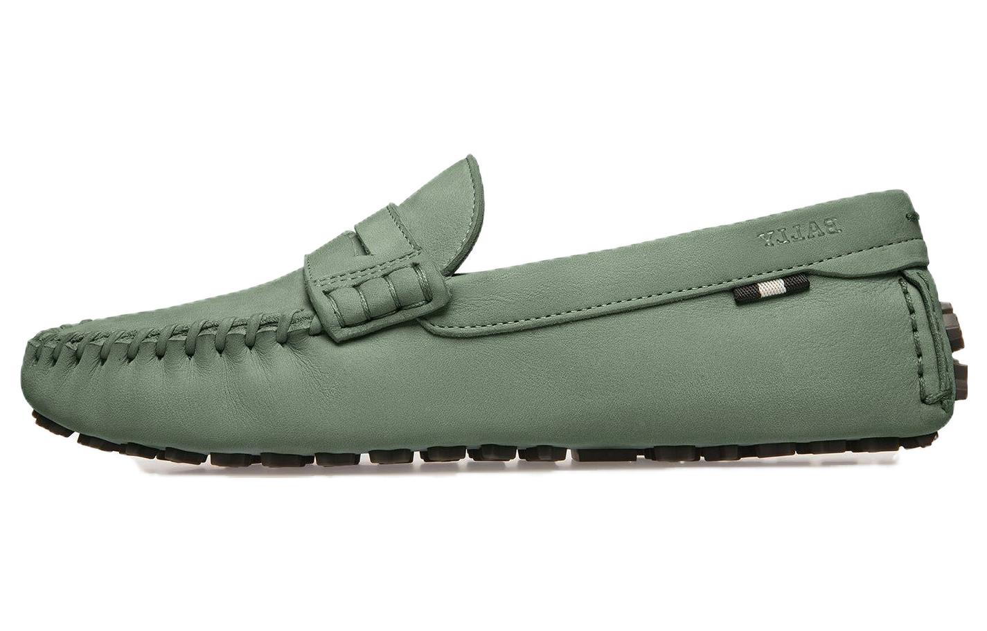 (W) BALLY Leather Slip-On Round Toe Low-Top 'Green'