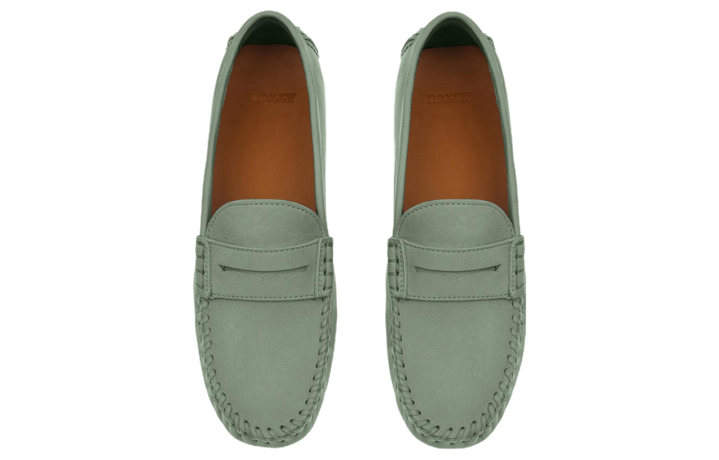 (W) BALLY Leather Slip-On Round Toe Low-Top 'Green' 圖 2