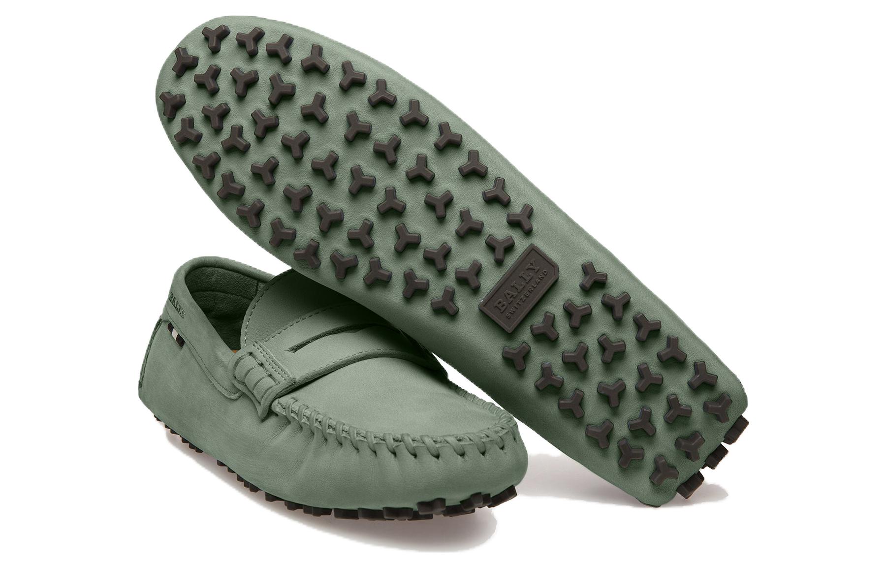 (W) BALLY Leather Slip-On Round Toe Low-Top 'Green' 圖 4