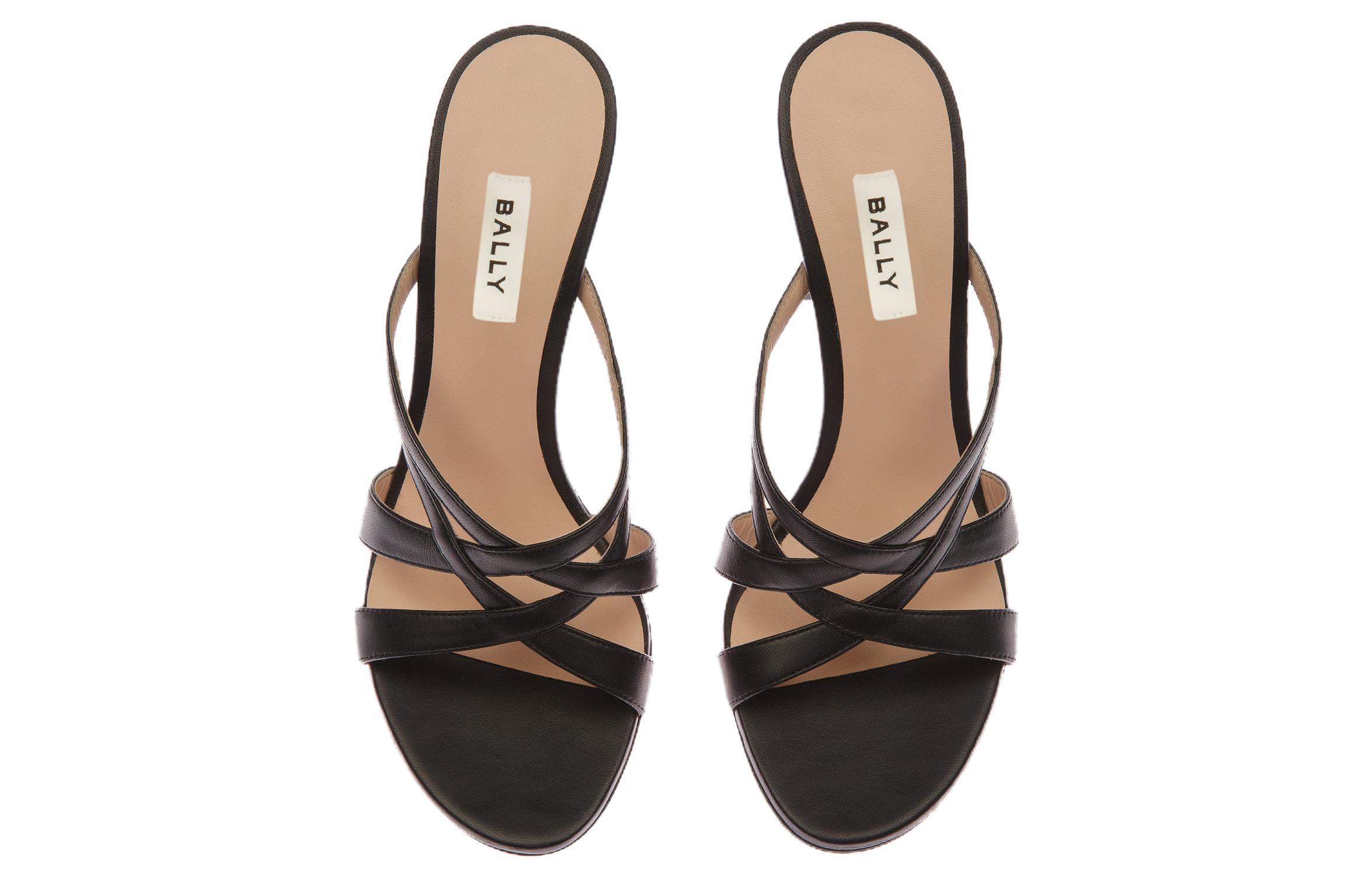 Order (W) BALLY Sandalia Negra de Cuero con Tacón de Aguja Slip-On Fashion 6304289