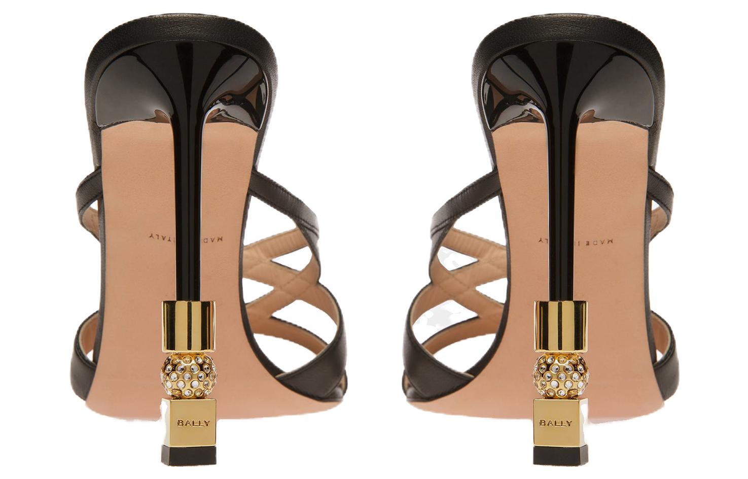 Lookbook (W) BALLY Sandalia Negra de Cuero con Tacón de Aguja Slip-On Fashion 6304289