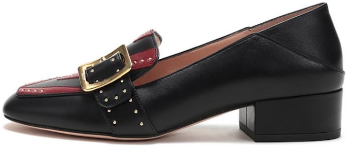 (W) BALLY Heel Kulit Studded 'Merah Hitam' Blok Tumit 6231101 Buy (W) BALLY Heel Kulit Studded 'Merah Hitam' Blok Tumit 6231101