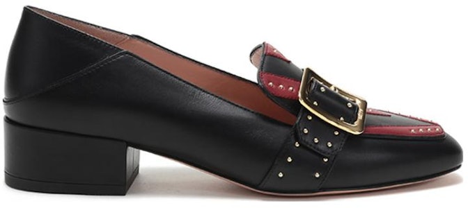 (W) BALLY Heel Kulit Studded 'Merah Hitam' Blok Tumit 6231101 Order (W) BALLY Heel Kulit Studded 'Merah Hitam' Blok Tumit 6231101