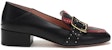 (W) BALLY Kulit Bertumit Blok Bertabur 'Hitam Burgundy' 6231101