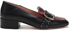 Order (W) BALLY Kulit Bertumit Blok Bertabur 'Hitam Burgundy' 6231101