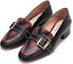 Lookbook (W) BALLY Kulit Bertumit Blok Bertabur 'Hitam Burgundy' 6231101