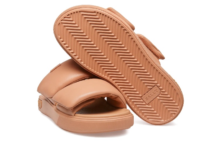 (W) BALLY Leather Velcro Sandal 'Peach' 圖 4