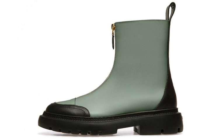 (W) BALLY Leather Zip Boot 'Green Colorblock'