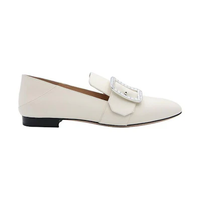 (W) BALLY Loafer 'Beige Crystal Buckle'