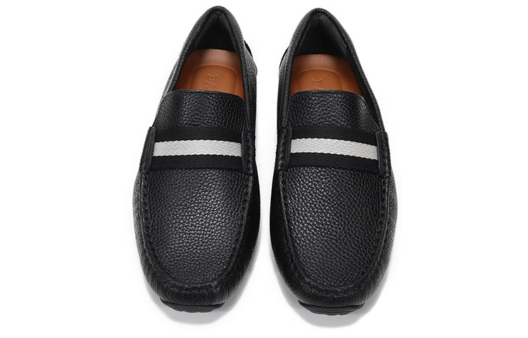 Shop BALLY 皮質駕駛簡約休閒樂福鞋 黑色