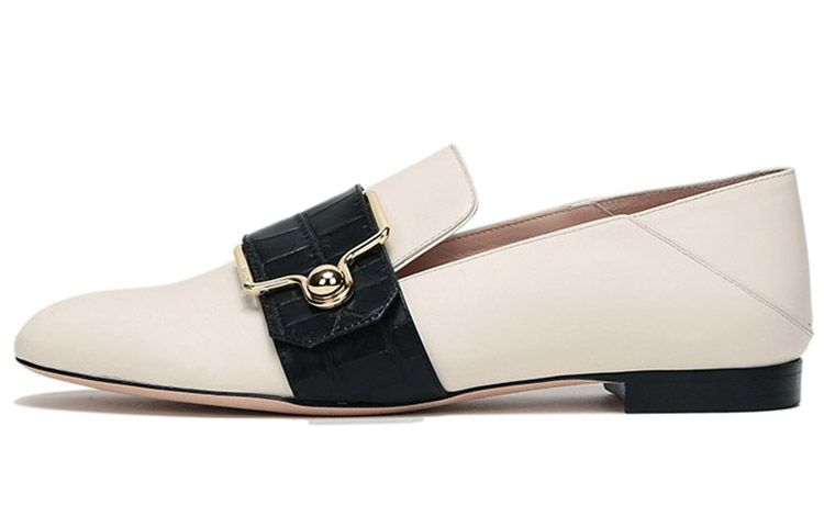 (W) BALLY Loafer Flat 'Bone White Metal Buckle'