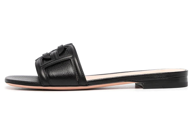 (W) BALLY Logo Embossed Leather Slide 'Black'