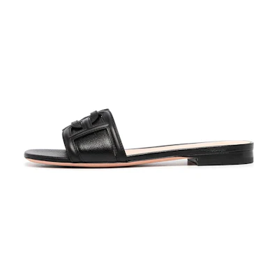 (W) BALLY Logo Embossed Leather Slide 'Black'