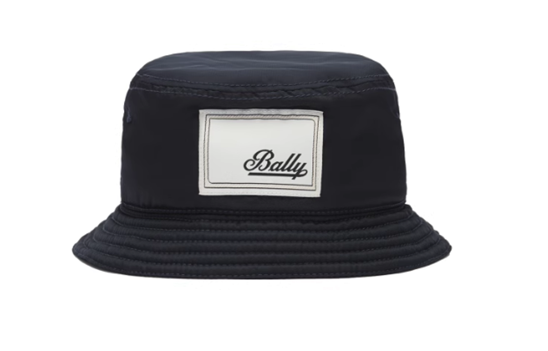 (Women) BALLY Logo Nylon Bucket Hat in Navy Blue. 6301234