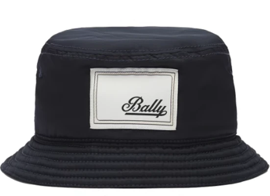 (Women) BALLY Logo Nylon Bucket Hat in Navy Blue. 6301234 Buy (Women) BALLY Logo Nylon Bucket Hat in Navy Blue. 6301234