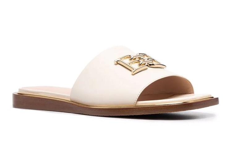 (W) BALLY Logo Plaque Leather Slide 'White' 圖 2