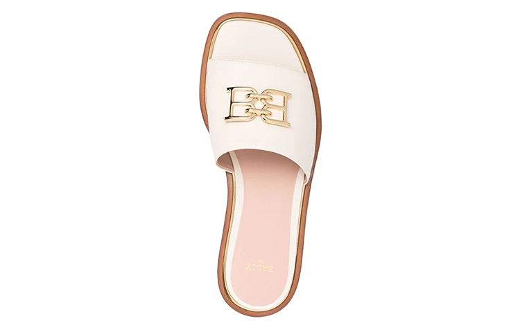 (W) BALLY Logo Plaque Leather Slide 'White' 圖 4