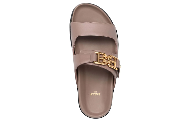 (W) BALLY Logo Plaque Leather Slides 'Brown' 圖 4