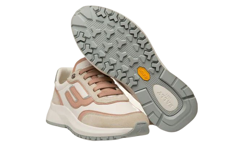 (W) BALLY Low-Top Leather Sneakers 'Grey White Pink' 圖 4