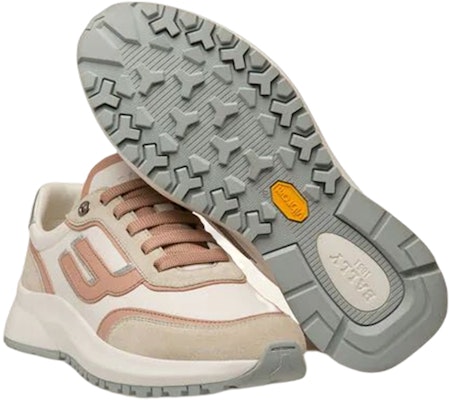 (W) BALLY Sepatu Sneakers Kulit Low-Top 'Abu Putih Pink' 6300130 Shop (W) BALLY Sepatu Sneakers Kulit Low-Top 'Abu Putih Pink' 6300130