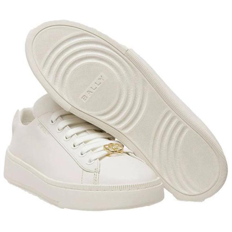 Shop BALLY巴利 金色扣飾 防滑耐磨 低幫 板鞋 女款 白色