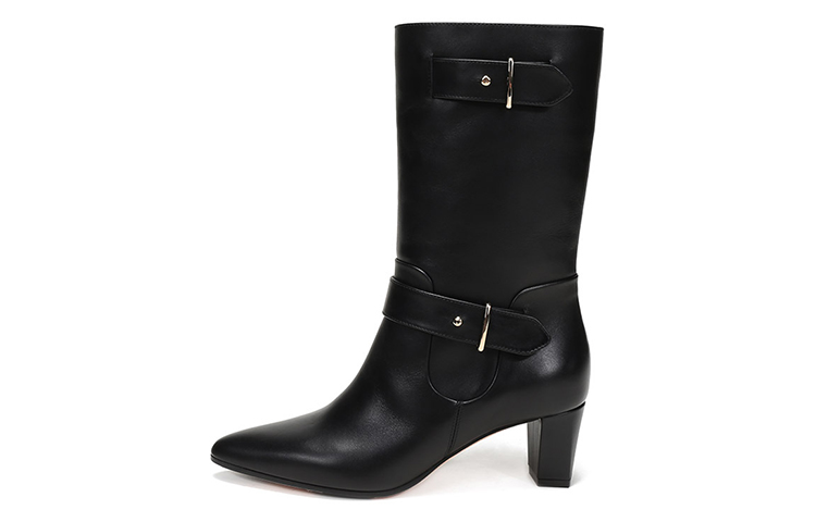 (W) BALLY Mid-Calf Leather Boots 'Black Cozy Wedge'