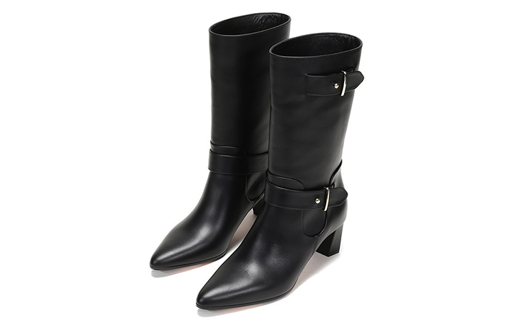 (W) BALLY Mid-Calf Leather Boots 'Black Cozy Wedge' 圖 4