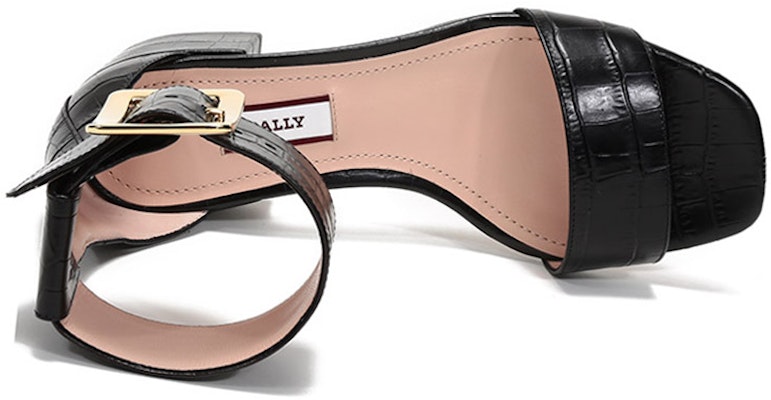 (W) BALLY Sandal Kulit Hak Sedang 'Tali Gesper Hitam' 6231169 Purchase (W) BALLY Sandal Kulit Hak Sedang 'Tali Gesper Hitam' 6231169