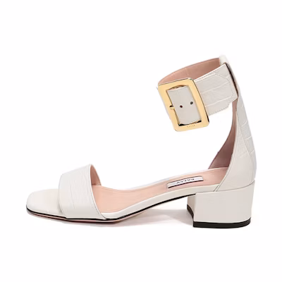 (W) BALLY Mid-Heel Leather Sport Sandals 'Bone White'