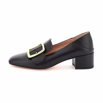 (W) BALLY Mule 'Black with Metal Buckle'