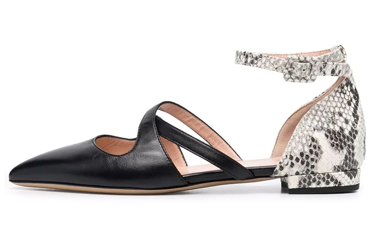 (Women) BALLY Pointed Flat 'Black Snakeskin' 6234086