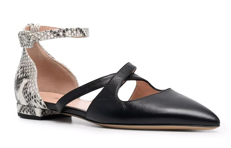 Order BALLY巴利 蛇紋尖頭平底鞋 女款 黑色