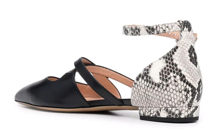 Lookbook BALLY巴利 蛇紋尖頭平底鞋 女款 黑色