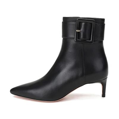 (W) BALLY Pointed Toe Ankle Boots 'Black Leather High Heel'