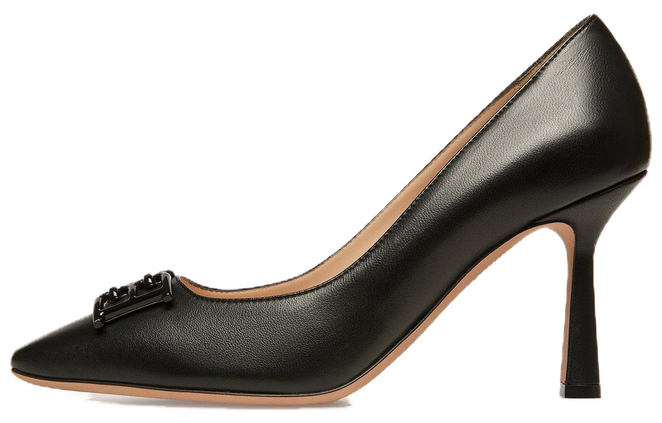 Buy (W) BALLY Tumit Tinggi Stiletto Hujung Bulat 'Kulit Biri-Biri Hitam' 6303503