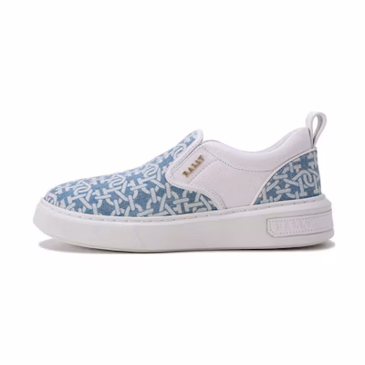 (W) BALLY SS22 'Blue Monogram Fabric & Leather Loafers'