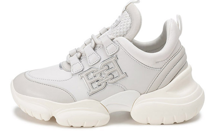 (W) BALLY SS22 'Grey White B-Chain Trim Lace-Up'